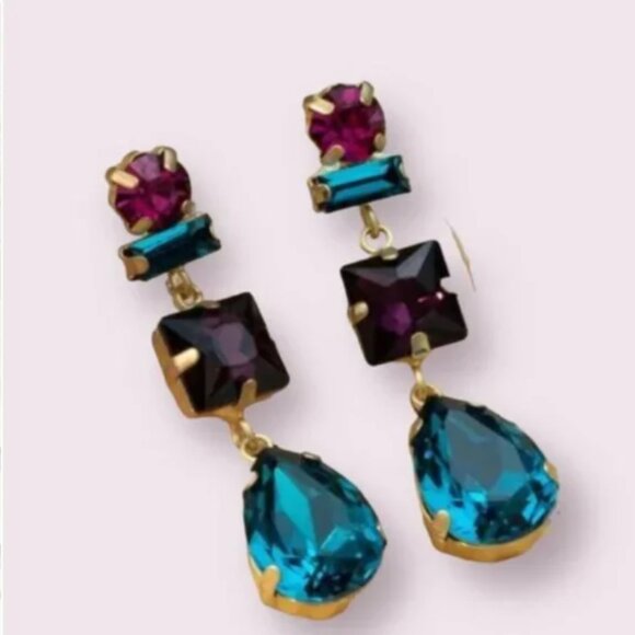 ⭐❤️ FREE Rhinestone Drop Shimmer Classy Elegant Hipster Glam Drop Party Earrings - Picture 1 of 3